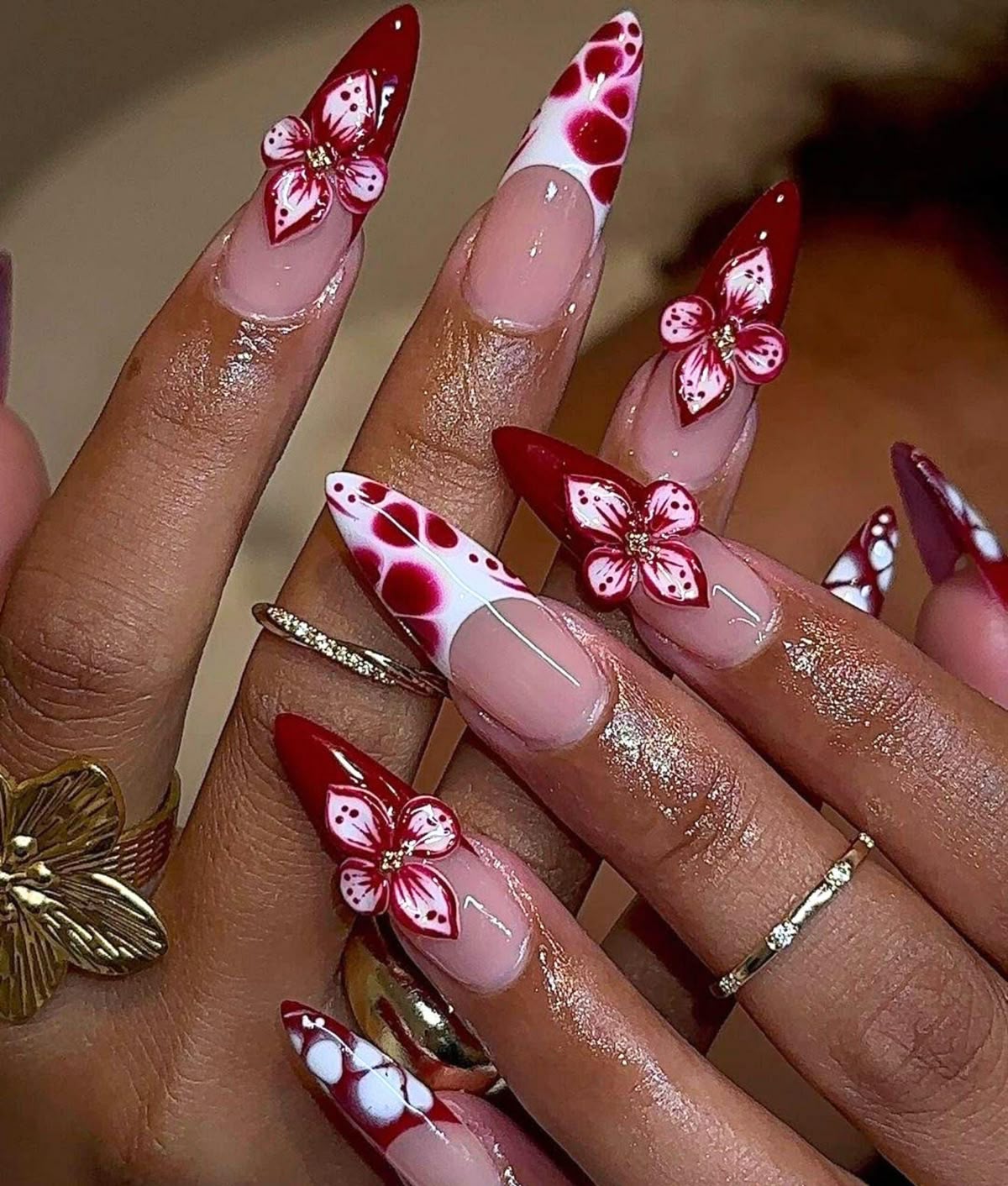 Ongles dégradé rose et blanc