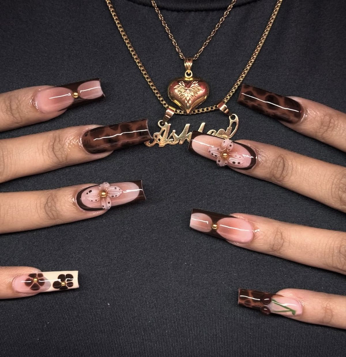 Ongles léopard chocolat nail art